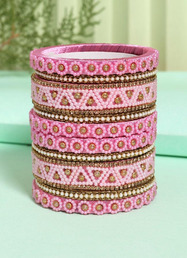   Wedding Wear  Pink Color Thread Bangle Set:-2.4,2.6,2.8